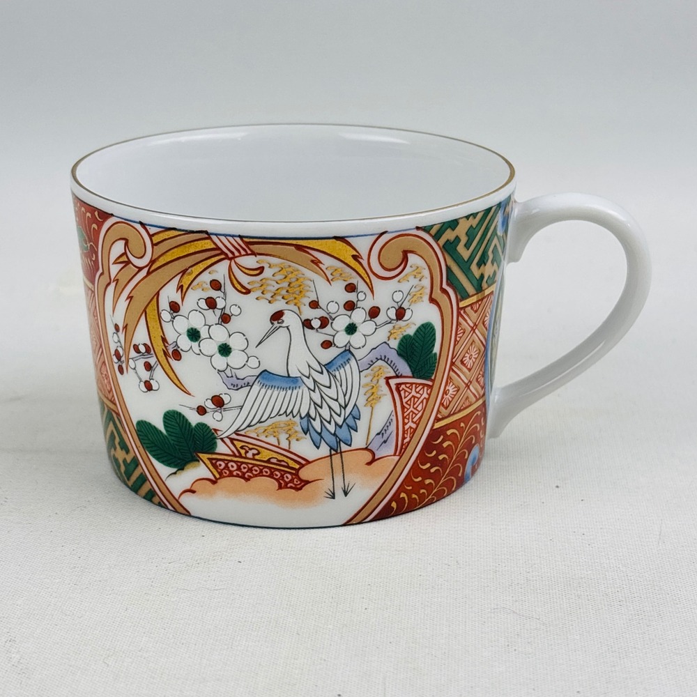 Andrea by Sadek Stork & Blossom Cup Imari Japanese Porcelain